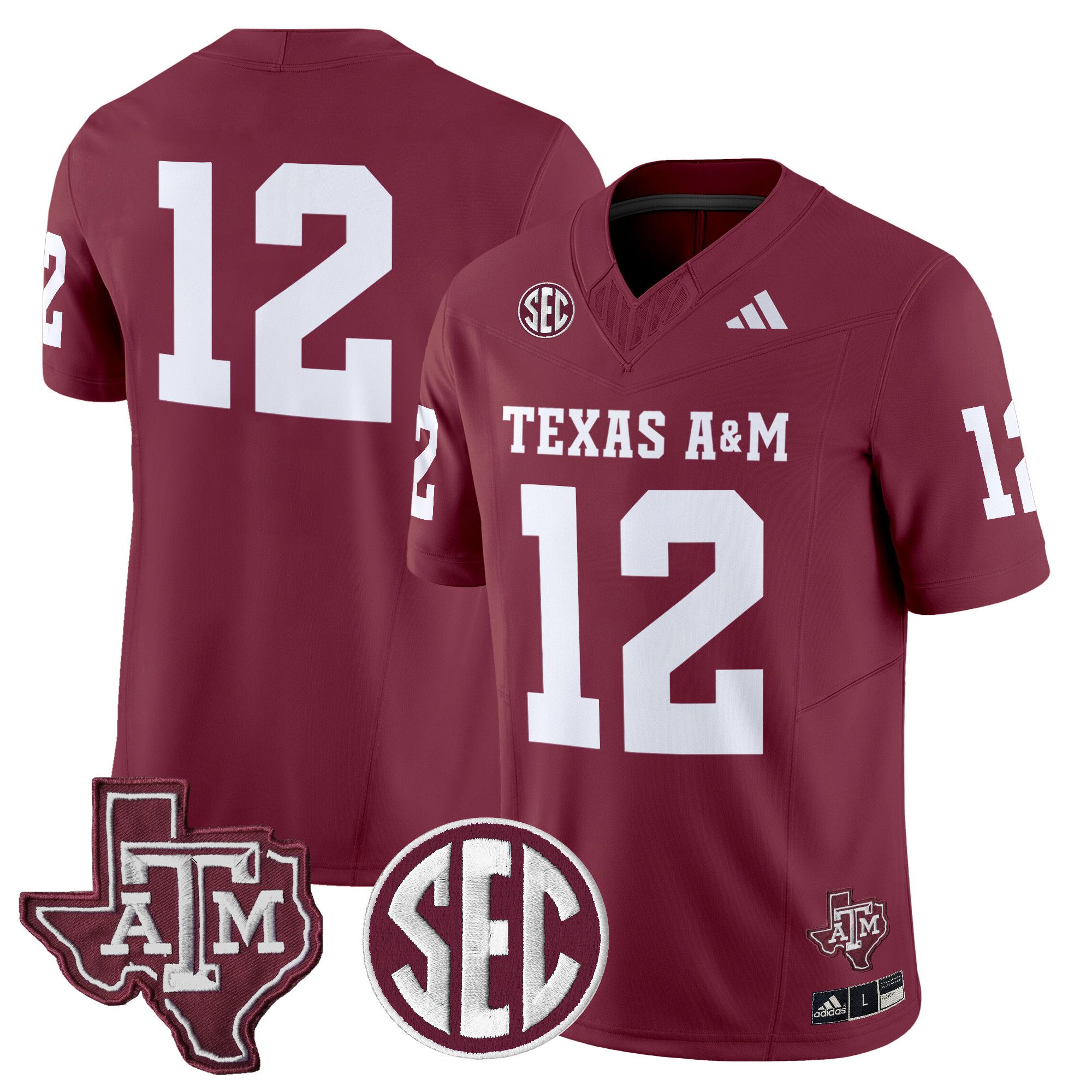 Men Texas A&M Aggies #12 No Name Red 2024 Vapor Limited NCAA Jersey style 1